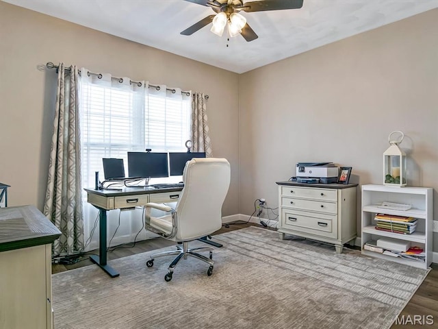 714 Applewood Creek Dr, Fairview Heights, IL 62208 - office space featuring ceiling fan and wood finished floors