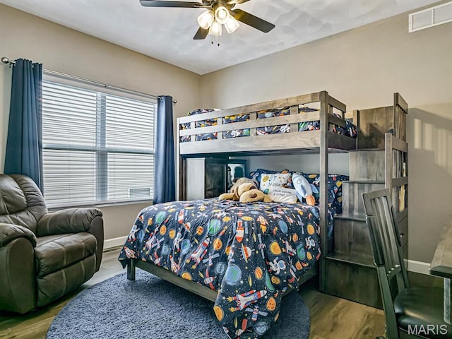 714 Applewood Creek Dr, Fairview Heights, IL 62208 - bedroom featuring wood finished floors, multiple windows, and ceiling fan