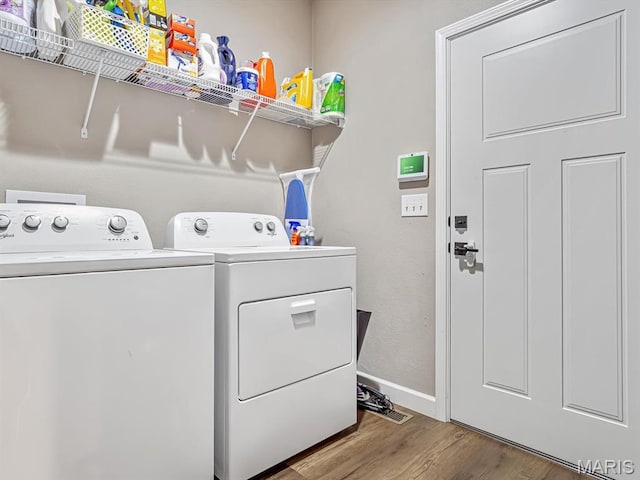 714 Applewood Creek Dr, Fairview Heights, IL 62208 - laundry area featuring separate washer and dryer and wood finished floors