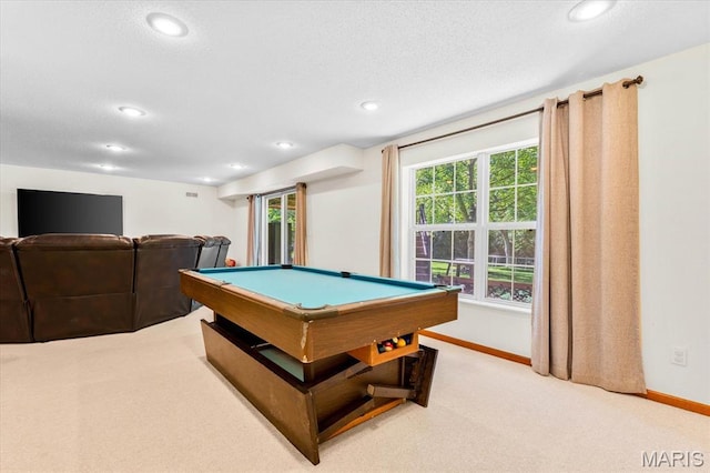 218 W Stonybrook Dr, Ofallon, IL 62269 - playroom with light colored carpet, billiards, and recessed lighting