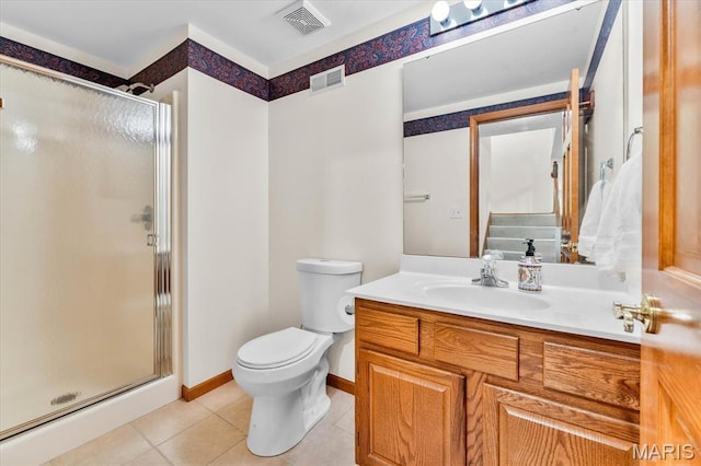 218 W Stonybrook Dr, Ofallon, IL 62269 - full bathroom featuring a shower stall, tile patterned floors, and vanity
