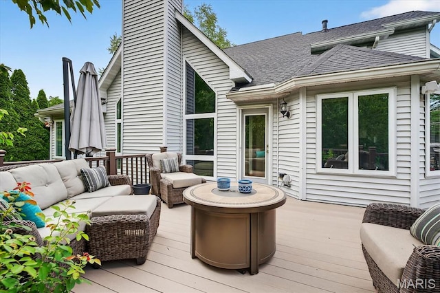 218 W Stonybrook Dr, Ofallon, IL 62269 - wooden terrace with outdoor lounge area