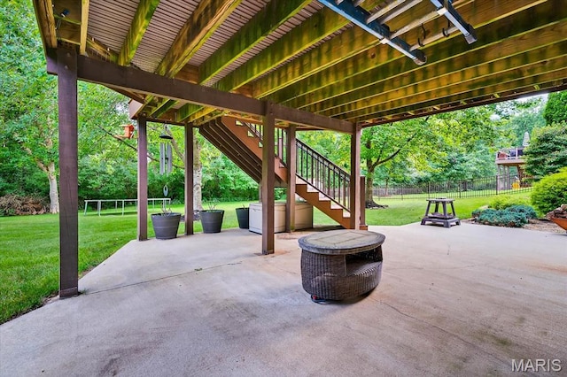 218 W Stonybrook Dr, Ofallon, IL 62269 - view of patio with stairway and view of wooded area