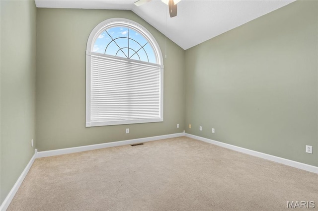 1805 Lincoln Knolls Dr, Edwardsville, IL 62025 - carpeted empty room with ceiling fan and lofted ceiling
