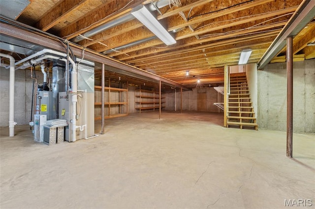 1805 Lincoln Knolls Dr, Edwardsville, IL 62025 - unfinished below grade area featuring water heater, stairway, and heating unit