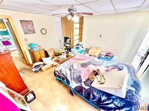 805 N Carleton, Farmington, MO 63640 - carpeted bedroom featuring a drop ceiling and a ceiling fan