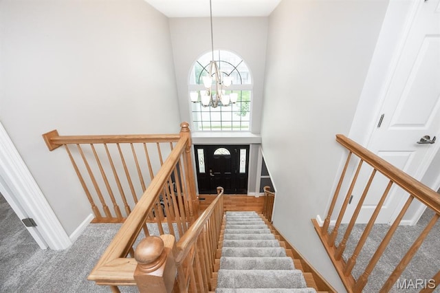 804 Cardiff Ct, Ofallon, IL 62269 - foyer with a chandelier, a high ceiling, and stairs