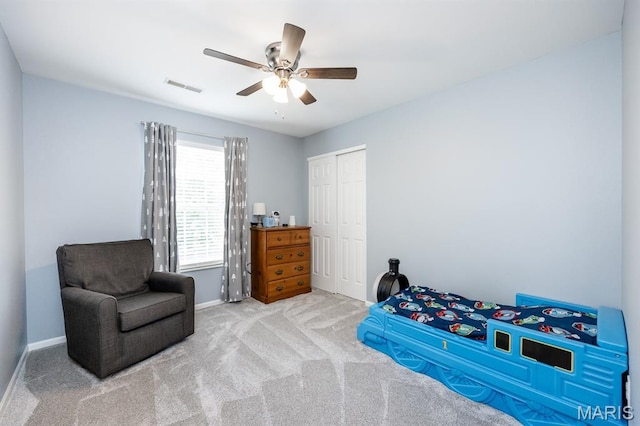 804 Cardiff Ct, Ofallon, IL 62269 - bedroom with carpet flooring, a closet, and ceiling fan