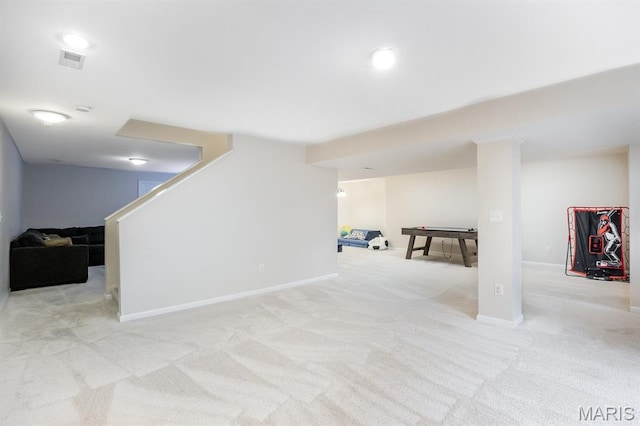 804 Cardiff Ct, Ofallon, IL 62269 - basement with light carpet and stairway
