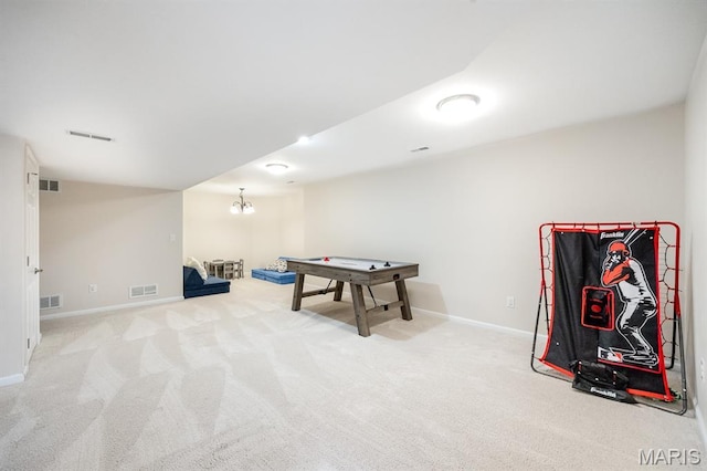804 Cardiff Ct, Ofallon, IL 62269 - rec room with carpet and a chandelier