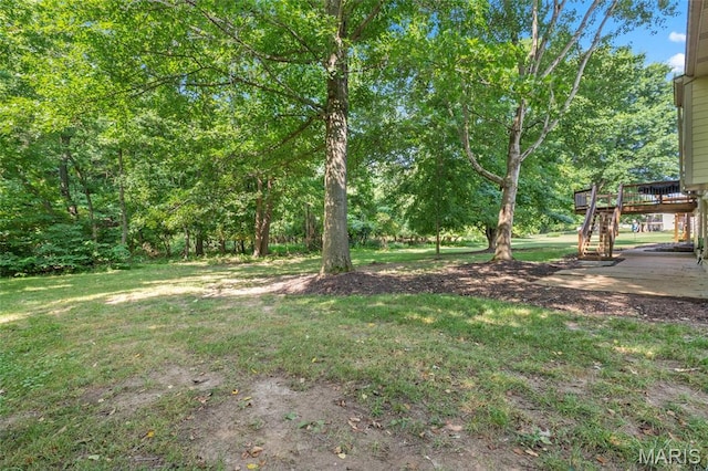 2028 During Dr, Arnold, MO 63010 - view of grassy yard featuring stairs and a wooden deck
