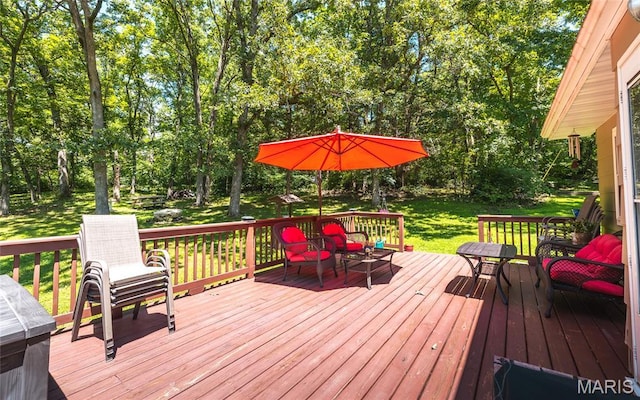 15550 US Highway 63, Rolla, MO 65401 - wooden terrace featuring a lawn and view of scattered trees