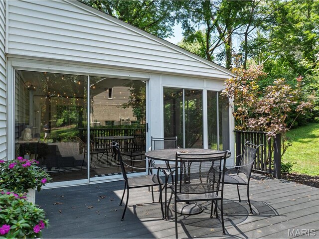 1855 Grassy Ridge Rd, Kirkwood, MO 63122 - wooden deck with outdoor dining area