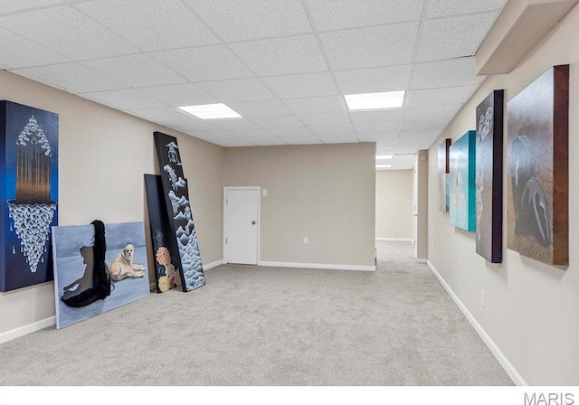 1855 Grassy Ridge Rd, Kirkwood, MO 63122 - finished basement featuring carpet floors and a drop ceiling