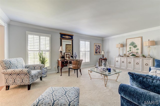 2211 Viewroyal Dr, Des Peres, MO 63131 - living area featuring crown molding and carpet