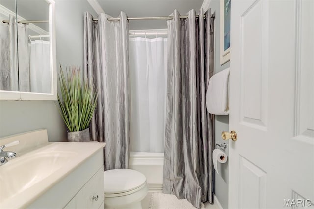 2211 Viewroyal Dr, Des Peres, MO 63131 - full bathroom with vanity and shower / tub combo with curtain