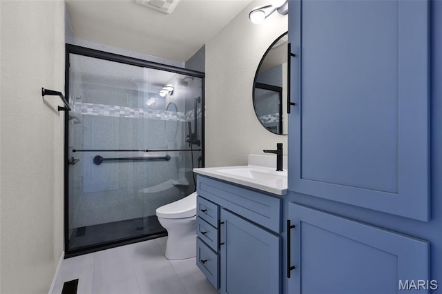 1016 Andra Dr, Maryville, IL 62062 - full bathroom with vanity, a stall shower, and tile patterned floors