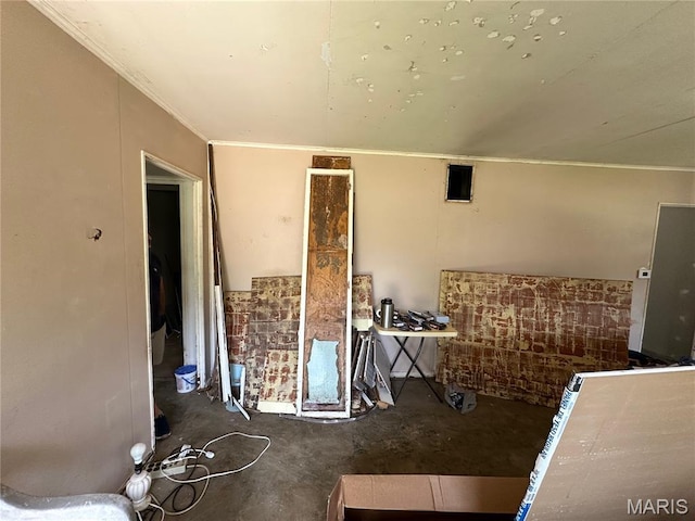 1325 Orchard St, Belleville, IL 62221 - interior space with unfinished concrete flooring and crown molding