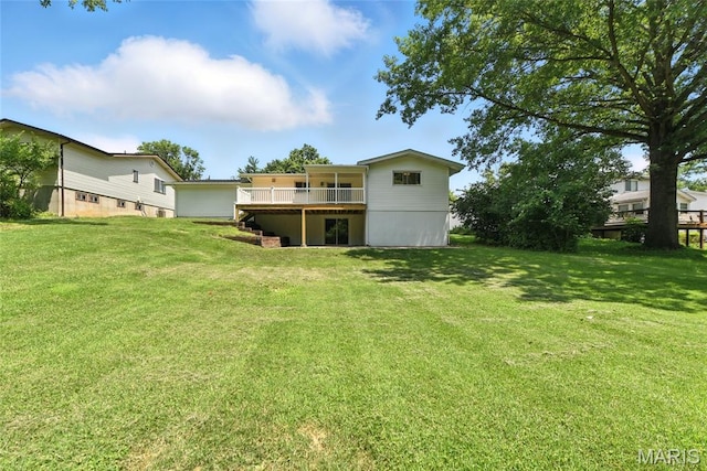 15282 Springrun Dr, Chesterfield, MO 63017 - rear view of house with a deck and a lawn