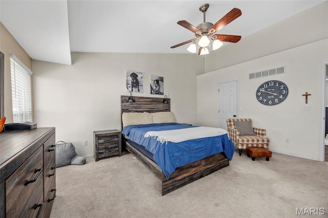 182 Cherrywood Parc Dr, Ofallon, MO 63368 - bedroom featuring carpet, vaulted ceiling, and a ceiling fan