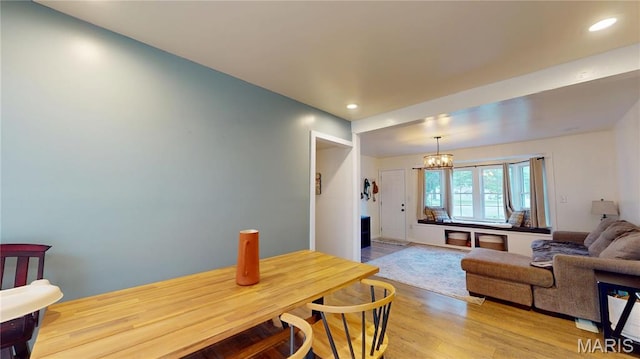 224 Lucinda Dr, Fairview Heights, IL 62208 - dining space featuring a chandelier, recessed lighting, and light wood-style floors