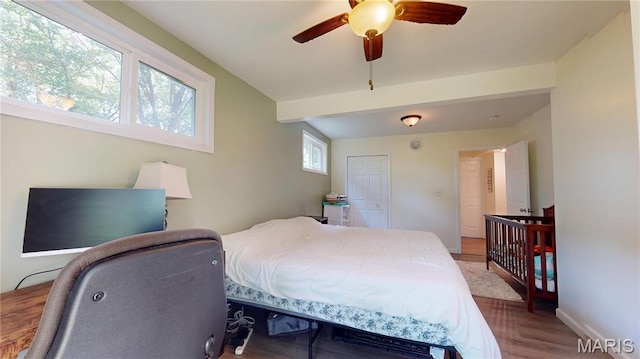 224 Lucinda Dr, Fairview Heights, IL 62208 - bedroom with wood finished floors and ceiling fan