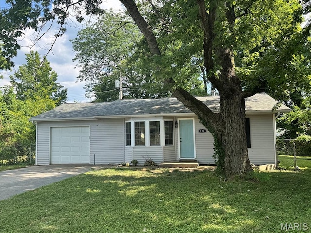 224 Lucinda Dr, Fairview Heights, IL 62208 - ranch-style home with concrete driveway, an attached garage, and a shingled roof