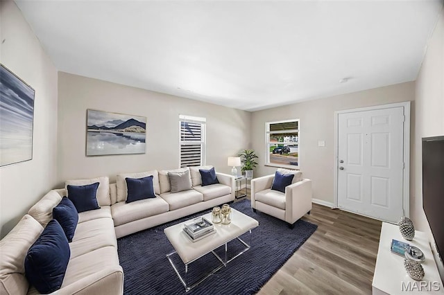 1237 Fairview Ave, University City, MO 63130 - living room featuring wood finished floors and baseboards
