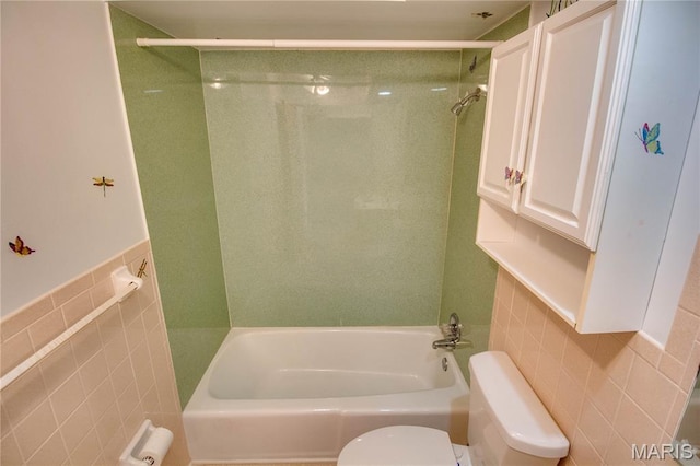 971 Cedar Dr, Wood River, IL 62095 - full bathroom with tile walls, a shower, and a tub to relax in
