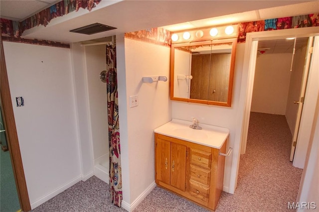971 Cedar Dr, Wood River, IL 62095 - full bathroom featuring vanity and a shower with shower curtain