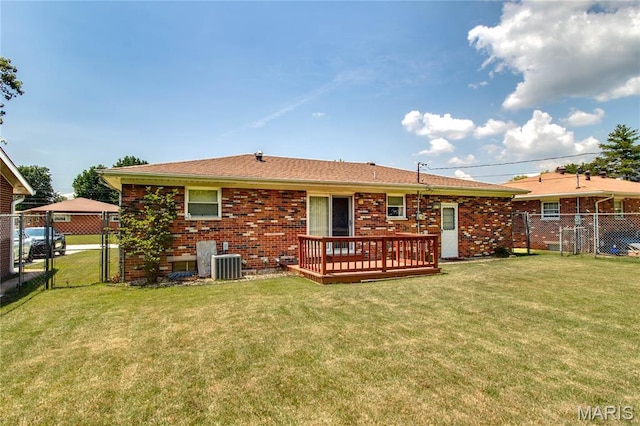 971 Cedar Dr, Wood River, IL 62095 - rear view of property with a gate, a deck, and brick siding