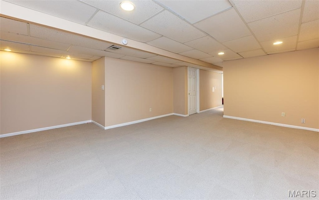 602 Whispering Willows Ct, Ballwin, MO 63021 - finished basement with light carpet, recessed lighting, and a drop ceiling
