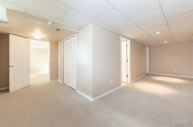 602 Whispering Willows Ct, Ballwin, MO 63021 - finished basement featuring light carpet and a paneled ceiling