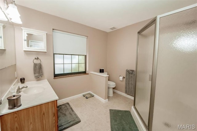 7040 Oak Shadow Ln, High Ridge, MO 63049 - full bath featuring vanity, a stall shower, and tile patterned floors