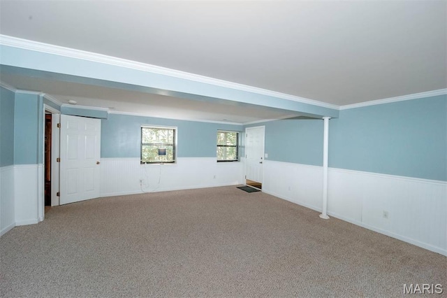 7040 Oak Shadow Ln, High Ridge, MO 63049 - unfurnished room featuring a wainscoted wall, carpet floors, and crown molding