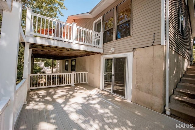 7040 Oak Shadow Ln, High Ridge, MO 63049 - wooden deck with stairs