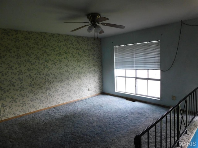 2333 Cardinal Ave, Granite City, IL 62040 - unfurnished room featuring a ceiling fan, wallpapered walls, and carpet floors