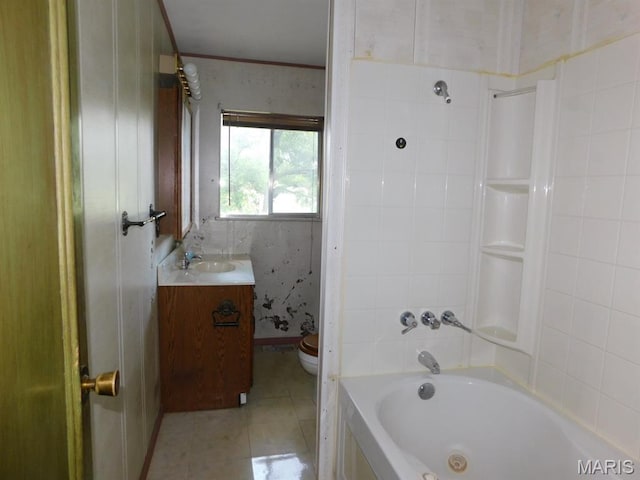 2333 Cardinal Ave, Granite City, IL 62040 - full bath with vanity, tile patterned floors, crown molding, and washtub / shower combination
