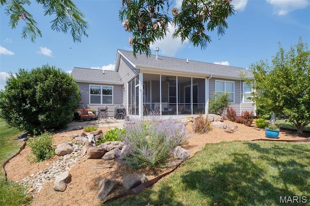 126 Maxwell Dr, Columbia, IL 62236 - back of house with a patio, a sunroom, and a yard
