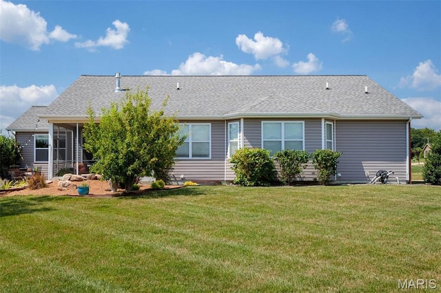 126 Maxwell Dr, Columbia, IL 62236 - rear view of property featuring a yard, roof with shingles, and a sunroom
