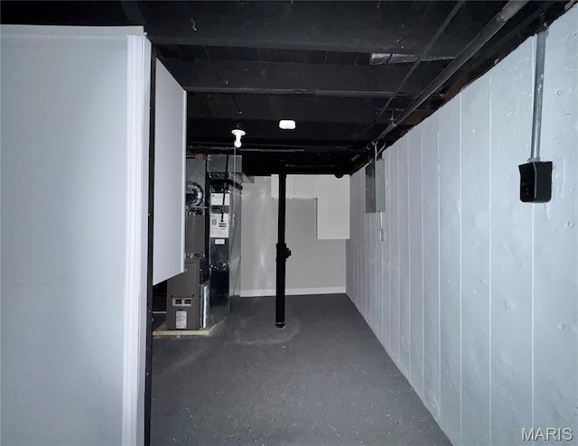 4404 Saint Leo Ln, Saint Ann, MO 63074 - unfinished below grade area featuring electric panel and heating unit