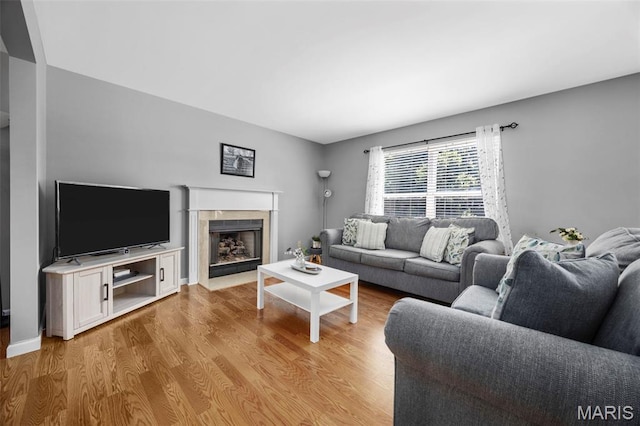 2330 Eagle Pines Dr, Saint Charles, MO 63303 - living room with light wood-type flooring and a fireplace with flush hearth