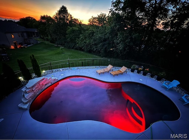 2803 Poolbrook Way, Washington, MO 63090 - pool at dusk featuring a patio area