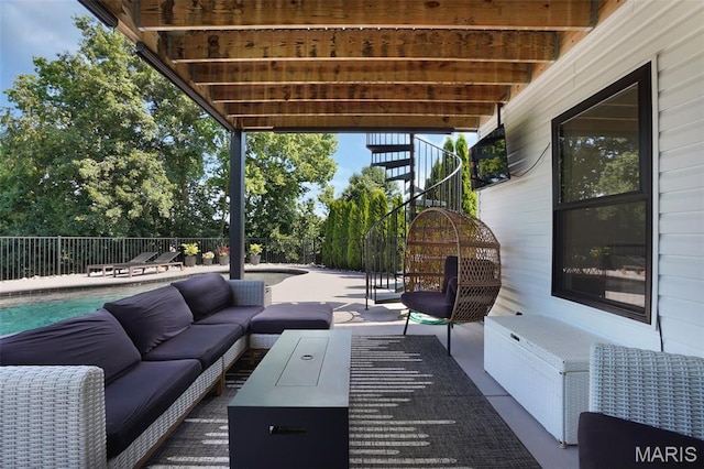 2803 Poolbrook Way, Washington, MO 63090 - view of patio featuring an outdoor hangout area and stairway