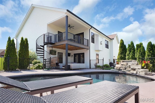 2803 Poolbrook Way, Washington, MO 63090 - back of property featuring stairway, ceiling fan, a patio, and a balcony