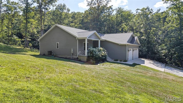 5065 Fox Bridge Rd, Wildwood, MO 63069 - ranch-style home featuring a garage, driveway, a front yard, and a porch