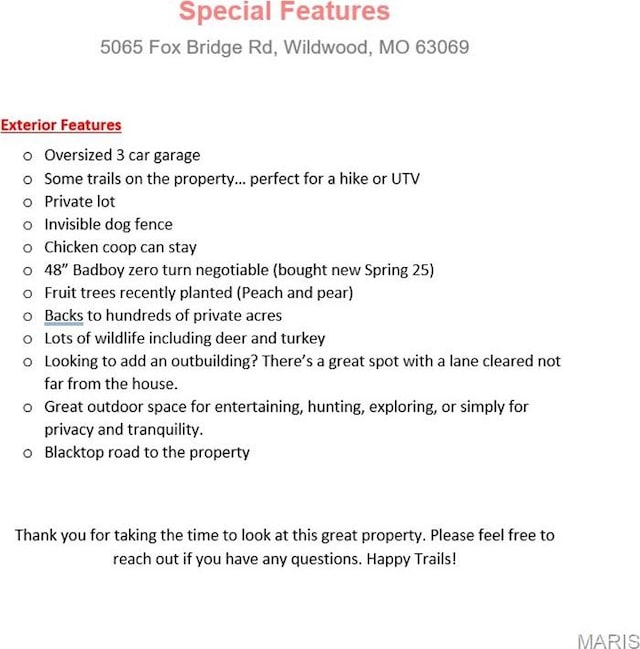 5065 Fox Bridge Rd, Wildwood, MO 63069 - view of a document