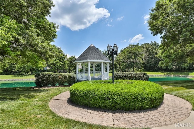 160 Jubilee Hill Dr Unit G, Grover, MO 63040 - surrounding community featuring a gazebo, a lawn, and a water view