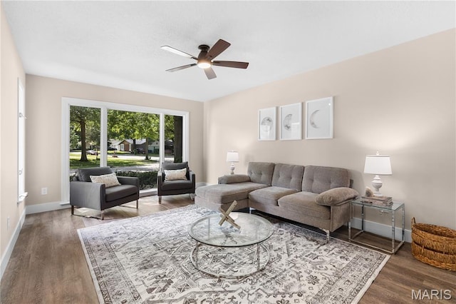 1618 Clock Tower Dr, Saint Louis, MO 63138 - living area featuring ceiling fan and wood finished floors