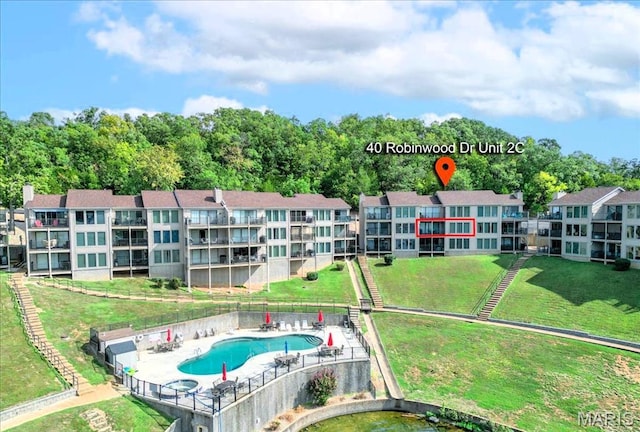 40 Robinwood Unit 2C, Lake Ozark, MO 65049 - drone / aerial view of a pool area